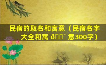 民宿的取名和寓意（民宿名字大全和寓 🌴 意300字）